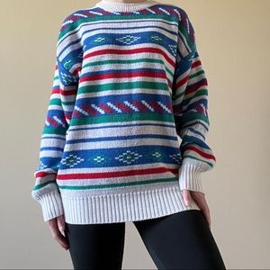 Multicolored vintage design crewneck sweater